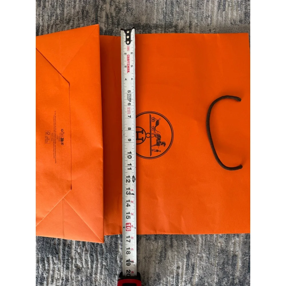 Unisex Hermès Orange & Black Logo Shopping Bag One Size